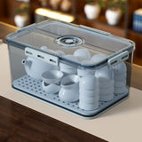 Transparent Bread Box with Timer Drainboard Lid Kitchen Storage Container for Food Large