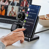 3-in-1 Wireless Charging Dock Fast Charging Station for Samsung Black