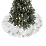 White Plush Christmas Tree Skirt Round Snowflake Base for Holiday Home Decor Style 2