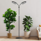 Grow Lights Dual Head LED Adjustable Height 134 to 170 cm for Indoor Plants Black