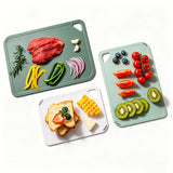 3 PCS Plastic Cutting Board Set for Cooking Camping with Hanging Loop Green