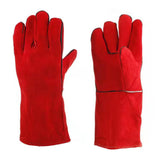 Double Layer Leather Welding Gloves Heat Resistant Fireproof Protective Safety Gloves Red
