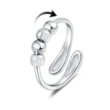 2Pcs Opening Fidget Spinner Rings for Women Adjustable Stress Spinning Rings Silver
