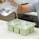 3PCS Large Ice Cube Trays Silicone Ice Cube Trays Huge Square Ice Cubed Tray for Whisky and Cocktail Green