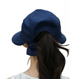 Detachable Wide Brim Sun Hat 2 in 1 with Zipper for Women Navy Blue