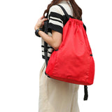Sports Drawstring Backpack with 2 Pockets Large-Capacity Basketball Bag Red