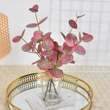 Artificial Eucalyptus Stems in Glass Vase with Faux Water for Home Decor Coffee Table Centerpieces Decorations Red