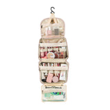 Women Travel Toiletry Bag with Hanging Hook Travel Sling Bag Beige