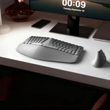 Wireless Keyboard and Mouse Combo 2.4G Full Size Wave Keys  for Windows Desktop Gray-White Gradient