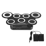Electric Portable Roll-Up Drum Toy Set with Sticks Practice Pad White
