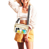 Clear Crossbody Bag Sling Purse Makeup Storage Bag Concert Messenger Bag with Removable Strap Gold
