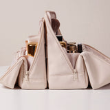 2PCS Portable PU Leather Standing Makeup Organizer Bag Makeup Pouch