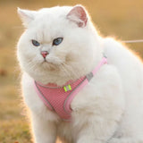 Pet Cat Harness and Leash Set Breathable Vest with Reflective Strip for Kitten Walking Traveling Pink