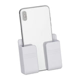 2 Pack Wall Mount Phone Holder No-Drill Phone Space-Saving Stand with Adhesive Backing for Home Dorm Apartment RV White