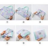 Trendy Gradient Duffle Bag Expandable Overnight Bag Foldable Carry On Bag with Dry Wet Separation Pocket Pink