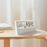 Digital Alarm Clock Multifunctional Desk Clock Temperature Humidity Date Weather Display Office Home Decor Transparent Style