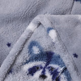 Adult Extra Long Oversized Hoodie Wearable Blanket Plush Sweatshirt Soft Fleece Gray Raccoon
