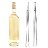 2PCS Kitchen Cooking Tongs Tweezers Stainless Steel Kitchen Round and Straight Head for Grilling Cooking Silver