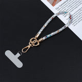 Rhinestone Crossbody Phone Lanyard with Wrist Strap Locking Clips Multicolor