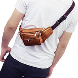 Multi-pocket Fanny Pack Leather Waist Bag Bum Bag Brown