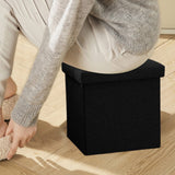 Foldable Shoe Bench Storage Ottoman with Thick Foam Seat Lid Black