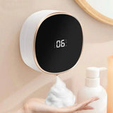 3-Speed Automatic Soap Dispenser Digital Display 280ml Foam Pump Drill-Free Wall Mount Foam Machine White