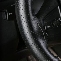 Leather Steering Wheel Cover Non-Slip Auto Steering Wheel Protector Black