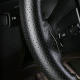 Leather Steering Wheel Cover Non-Slip Auto Steering Wheel Protector Black