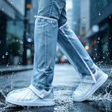 Water-resistant Boot Gear Reusable Overshoes Cycling Rain Shoe Covers Anti-slip White