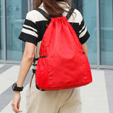 Sports Drawstring Backpack with 2 Pockets Large-Capacity Basketball Bag Red