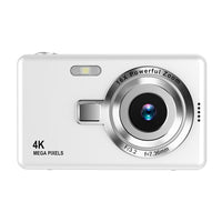 4K HD 1080P Digital Camera Retro Video Camera for Kids Beginners with 32GB TF Card White