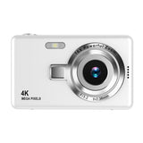 4K HD 1080P Digital Camera Retro Video Camera for Kids Beginners with 32GB TF Card White