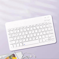 10-inch Ultra-Slim Bluetooth Keyboard Portable Mini Wireless Keyboard Rechargeable for iOS Android Windows Tablet Smartphone White