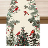 Linen Christmas Table Runner Long Farmhouse Holiday Table Decor for Kitchen Home Style 2