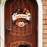 2 PCS Engineered Wood Halloween Ghost Pumpkin Hanging Door Signs Style 2