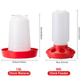 1L Chick Food Feeder and 1.5L Chicken Water Feeder Kit for Chick Aviaries