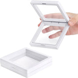 4Pcs Set 3D Floating Frame Display Holder Stands Clear Jewelry Storage Box