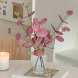 Artificial Eucalyptus Stems in Glass Vase with Faux Water for Home Decor Coffee Table Centerpieces Decorations Red