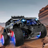 Remote Control Car with Color Lights Stickers Rechargeable Off Road Truck Black
