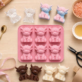 2 PCS 6 Cavity Silicone Highland Cow Ice Cube Molds Pink