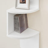 5 Tier Corner Zigzag DVD CD Storage Shelf Wall Mount Display Rack White