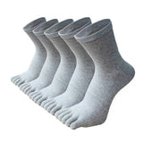 5 Pairs of Mens Breathable Five Toe Socks Light Gray