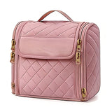 Travel Makeup Bag with Hanging Hook Large-Capacity Cosmetic Organizer Pink