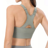 Adjustable Sports Bras Wide Strap Design for Running and Gym Fitness Green
