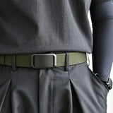 Stretch Tactical Belt for Men Military Work Rigger Hiking Nylon Web Ratchet Quick Release Belt Green