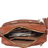 Crossbody Purse for Women Zipper Cell Phone Handbag with Adjustable Guitar Strap Brown