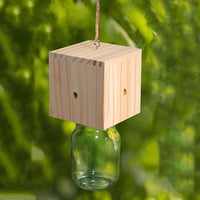 Wooden Bee Trap for Outside Hanging Wood Carpenter Bee Catcher with Removable Bottle Style 1