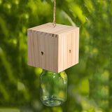 Wooden Bee Trap for Outside Hanging Wood Carpenter Bee Catcher with Removable Bottle Style 1