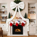 Velvet Christmas Tree Bow Oversized 40x230cm Long Streamers White
