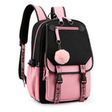 Girls Backpack for Middle School Students with USB Charging Port Pink